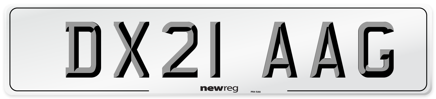 DX21 AAG Number Plate from New Reg